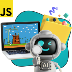 Язык программирования JavaScript + AI. Проектное обучение + геймификация + AI-помощники - КИБЕРшкола программирования для детей, компьютерные курсы для школьников, начинающих и подростков - KIBERone г. Пашковский